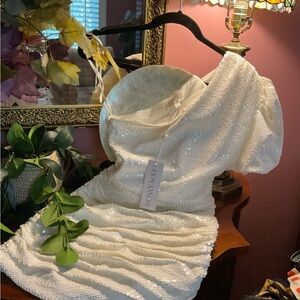 Ronny Kobo Collection White One Shoulder Minidress. Size XS. NWT’S